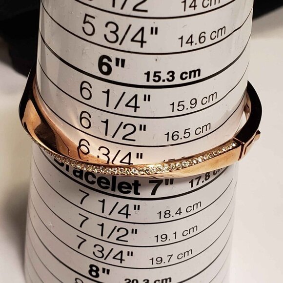 Kate Spade Do the Twist Rose Gold Pave Hinged Bangle Approx 6 3/4" wrist - Picture 4 of 6